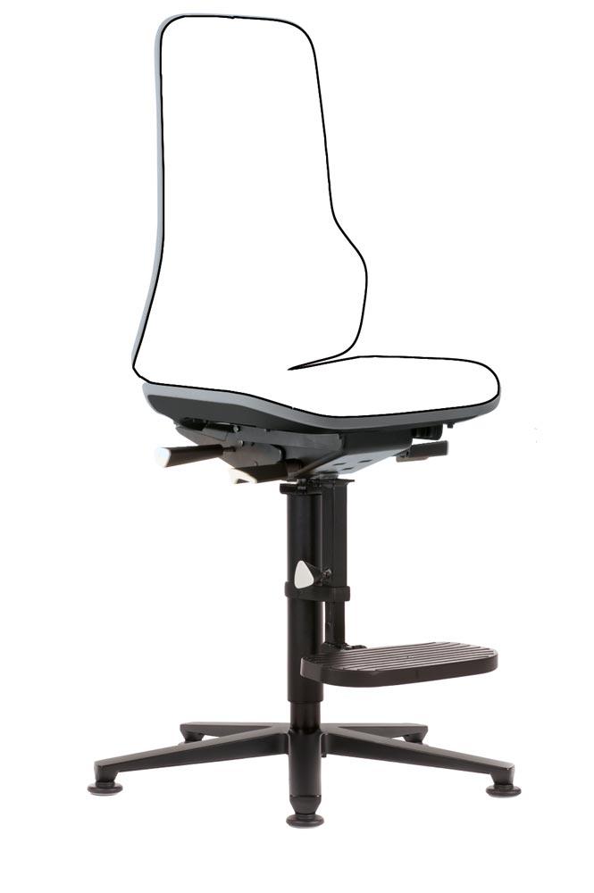 Arbeitsdrehstuhl, Permanentkontakt, mit Gleiter und Aufstieghilfe, Flexband grau, Basisstuhl ohne Polster, Sitz Höhe 590-870 mm, DIN 68877 Arbeitsdrehstuhl, Permanentkontakt, mit Gleiter und Aufstieghilfe, Flexband grau, Basisstuhl ohne Polster, Sitz Höhe 590-870 mm, DIN 68877