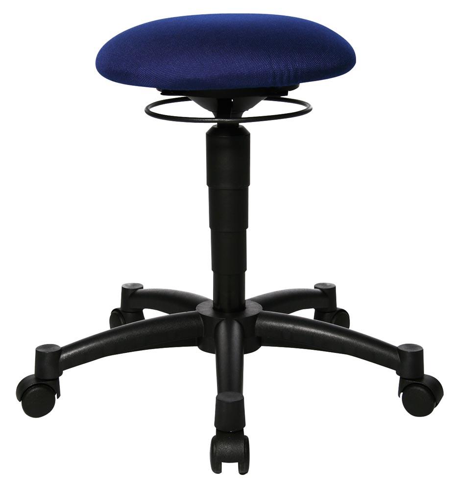 Bürohocker mit beweglicher Sitzfläche, Sitz-Durchm.xH 360x420-550 mm, Sitz blau, mit Rollen