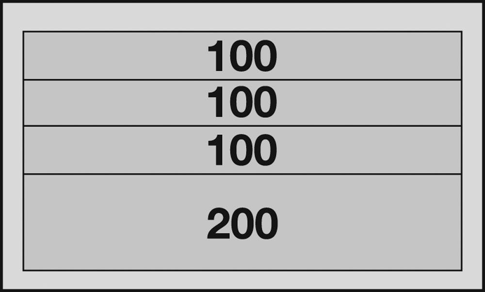 Schubladenblock, 4 Schubladen 3x100 mm, 1x200 mm, BxTxH 1000x500x600 mm, Korpus/Schubladen RAL 7035 lichtgrau