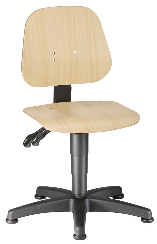 Arbeitsdrehstuhl, Sitz Höhe 440-620 mm, Sitz- u. Rücken aus Buche, mit Gleitern