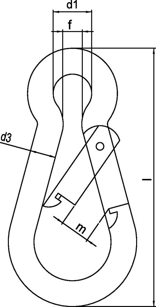 Karabinerhaken DIN 5299, Form C Länge 140 mm Drahtstärke 12 mm Tragfähigkeit 510 kg galvanisch verzinkt