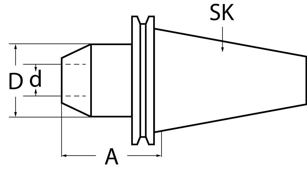 Flächenspannfutter DIN 69871AD/B Weldon Spann-Ø 6 mm SK40 Auskraglänge 50 mm
