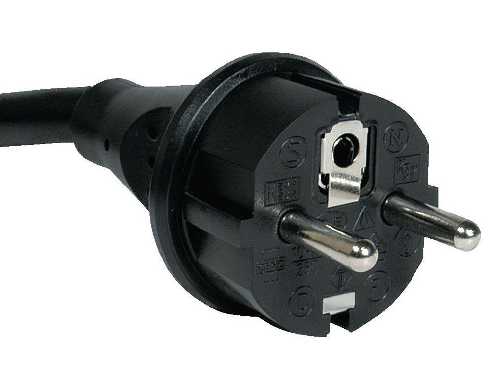 Anschlussleitung H07RN-F 3 x 1,5 mm 5 m mit Zentralstecker schwarz für Innen- / Außenbereich
