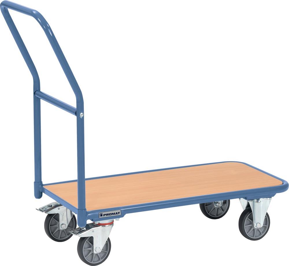 Plattformwagen Ladeflächen L850xB450 mm Stahlrohr taubenblau, RAL 5014 Trgf. 250 kg