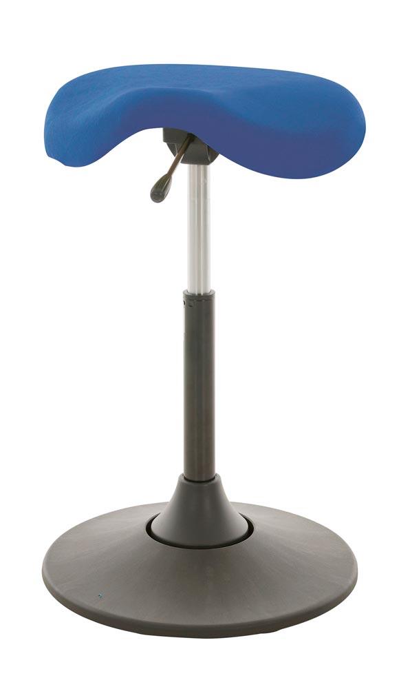 Multibewegliche Stehhilfe, Sattelsitz in Kunstleder atollblau, beweglicher Kunststoff-Tellerfuß Sitzhöhe: 510-700mm