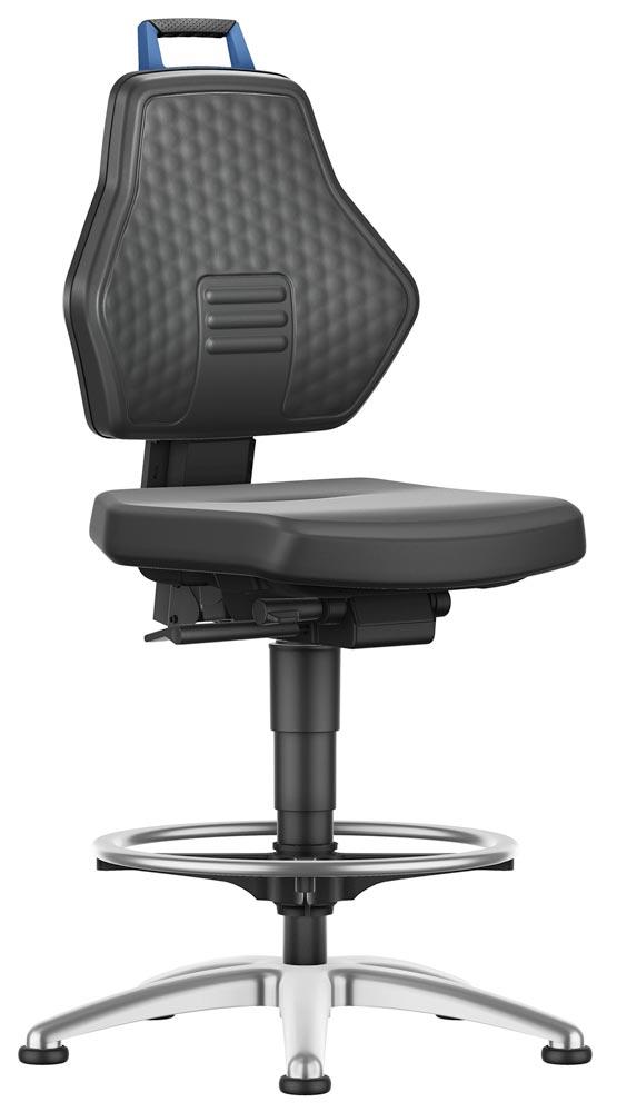 Arbeitsdrehstuhl, autom. Gewichtsregulierung, Ergonomie-Paket, Tragegriff, Supertec schwarz, Gleiter und Fußring