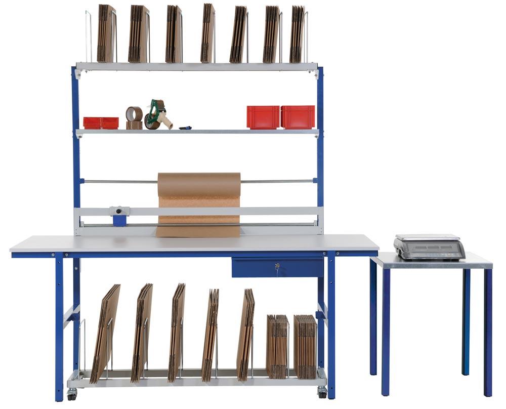 BASIC-Packtisch, Arbeitsplatte 19 mm, BxTxH 2000x800x850 mm, Traglast max. 100 kg