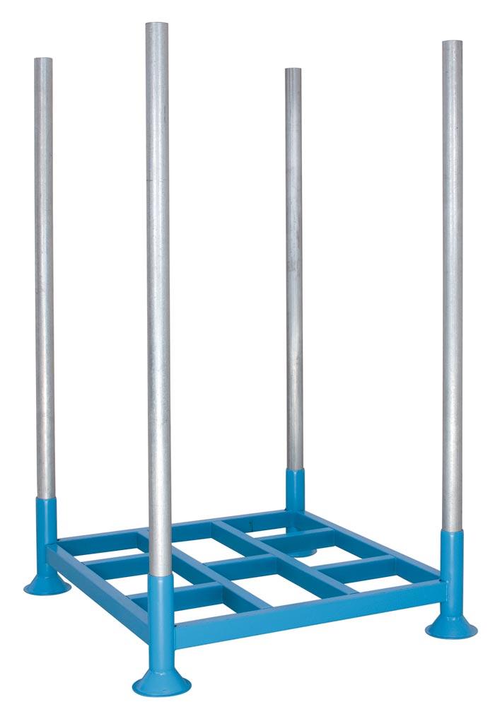 Stapelgestell, steckbare Rungen, BxTxH 1100x1147x1740 mm, Trag/Auflast 1500/4700 kg, 4-fach stapelbar