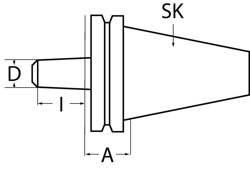 Bohrfutteraufnahme DIN 69871A B16 SK40 Auskraglänge 25 mm