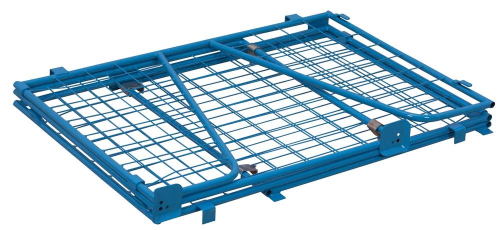 Palettenaufsatz, Höhe 1000 mm, für Paletten 800x1200 mm, Auflast 1000 kg, RAL 5012 lichtblau, mit 4 festen Wänden und V-Eingriff