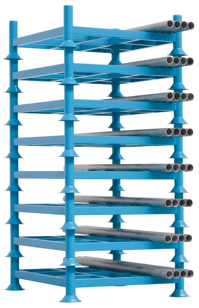 Stapelgestell, steckbare Rungen, BxTxH 1100x1147x1740 mm, Trag/Auflast 1500/4700 kg, 4-fach stapelbar
