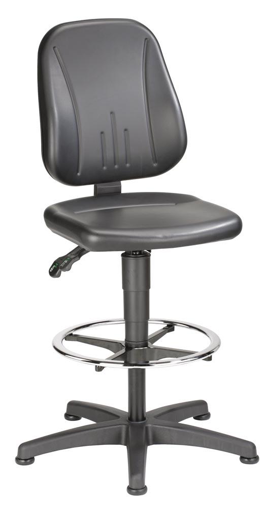 Arbeitsdrehstuhl, Sitz Höhe 580-850 mm, Kunstleder schwarz, mit Gleitern u. Fußring