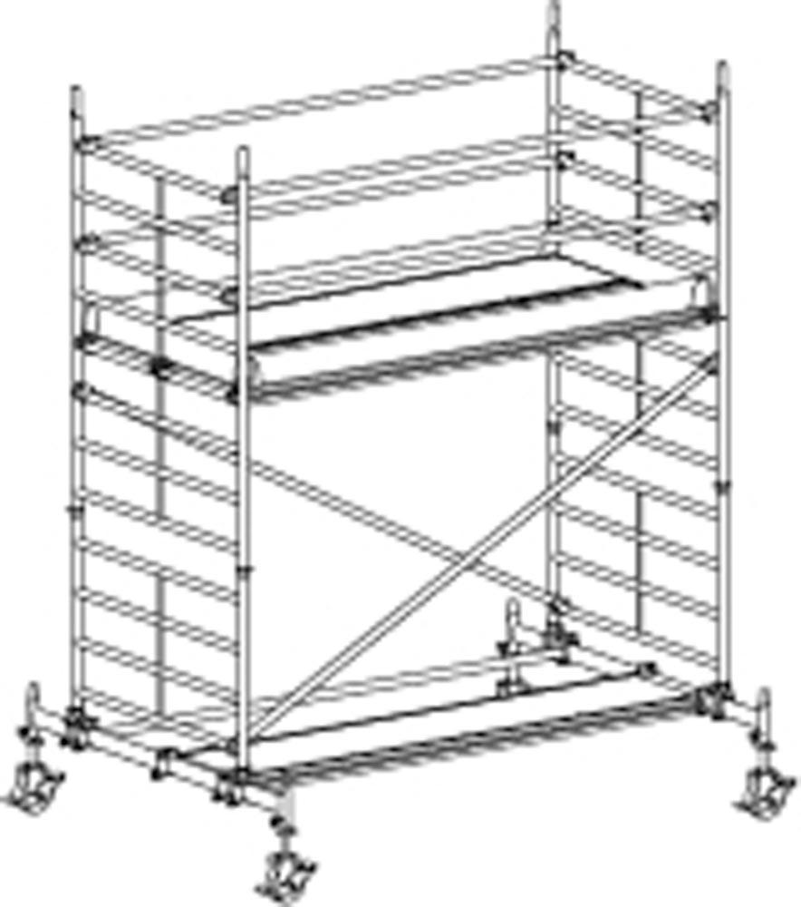 Fahrgerüst, Aluminium, mit Fahrtraverse, Arbeitsfläche 1,30x2,95 m, Standhöhe 2,60 m, Gerüsthöhe 3,82 m, Gewicht 222,0 kg