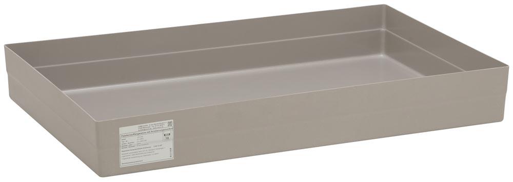 Auffangwanne aus GFK, für Europaletten, ohne Gitterost, mit Arretierungsnocken, Auffangvolumen 150 l, BxTxH 800x1200x208 mm