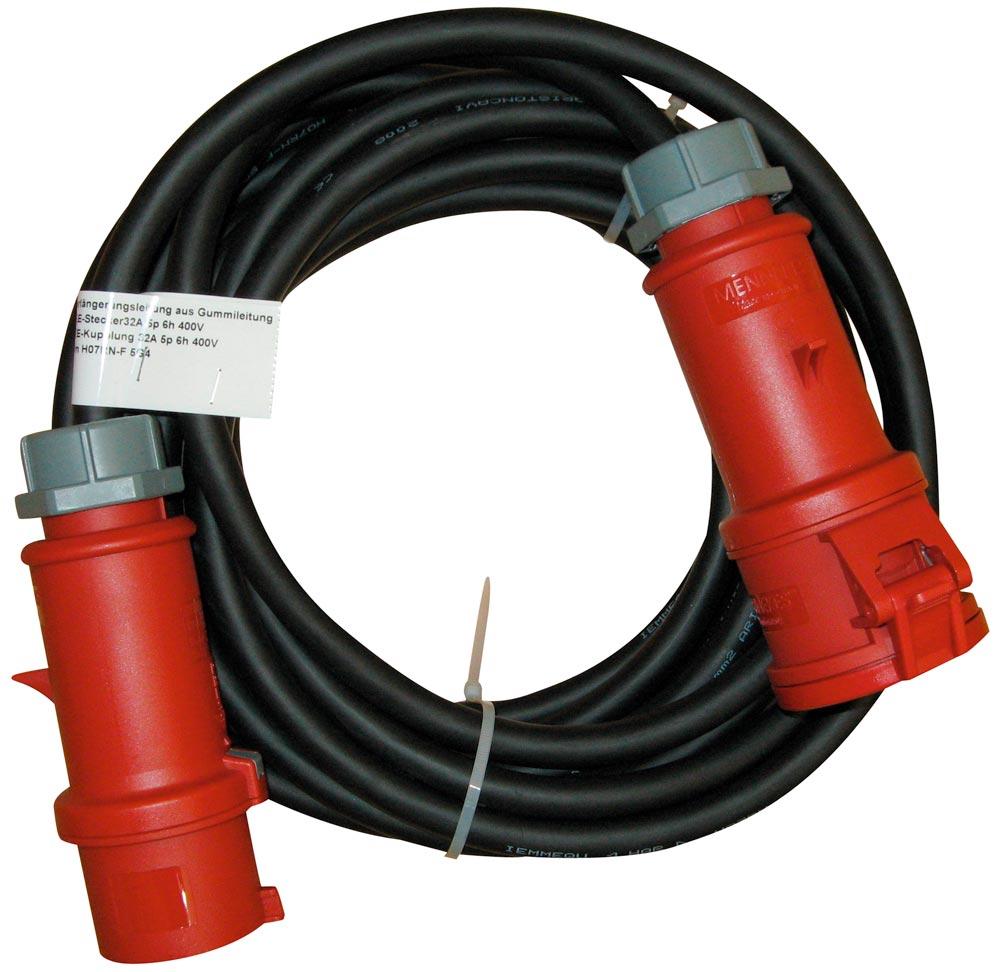 CEE-Verbindungskabel 32A, Länge 10 m, Gewicht 5 kg, zu Heizer 15 kw