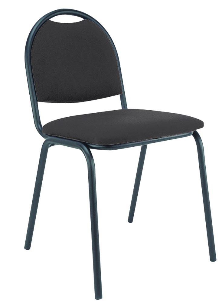 Polsterstuhl, stapelbar, Sitz-BxTxH 420x480x470 mm, Gesamthöhe 865 mm, Bezug schwarz, Gestell schwarz