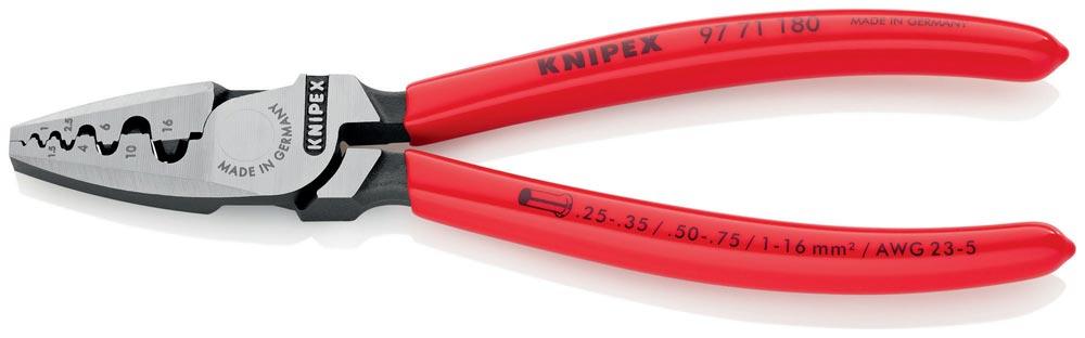 Aderendhülsenzange Gesamtlänge 180 mm 0,25 - 16,0 (AWG 23 - 5) mm poliert Kunststoffüberzug