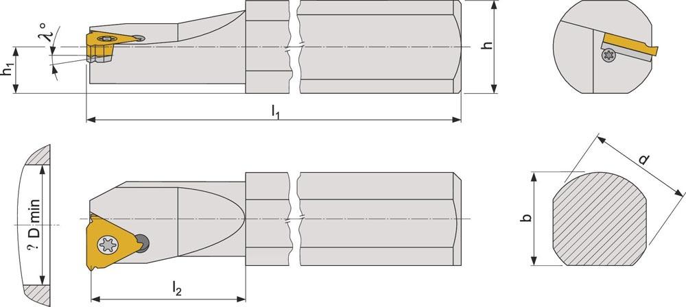 Bohrstange A20P-SIR16 rechts