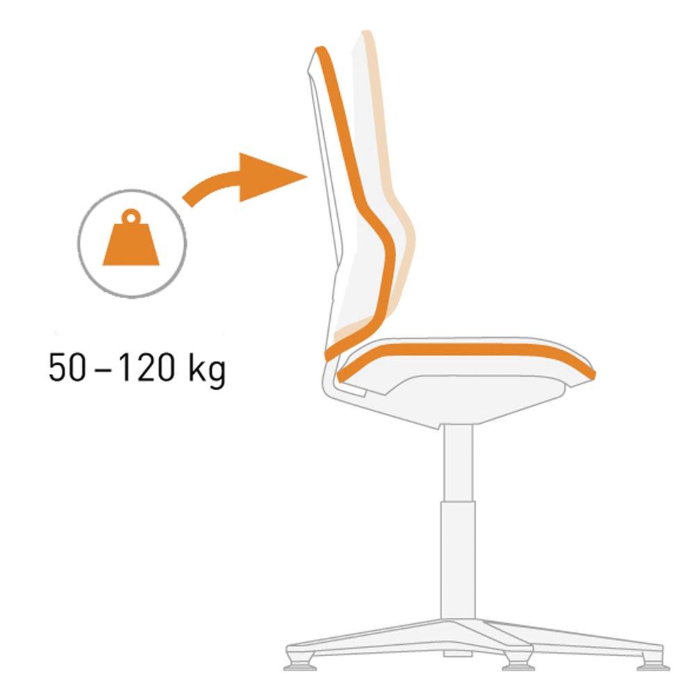 Arbeitsdrehstuhl, Permanentkontakt, mit Gleiter und Aufstieghilfe, Flexband grau, Basisstuhl ohne Polster, Sitz Höhe 590-870 mm, DIN 68877 Arbeitsdrehstuhl, Permanentkontakt, mit Gleiter und Aufstieghilfe, Flexband grau, Basisstuhl ohne Polster, Sitz Höhe 590-870 mm, DIN 68877