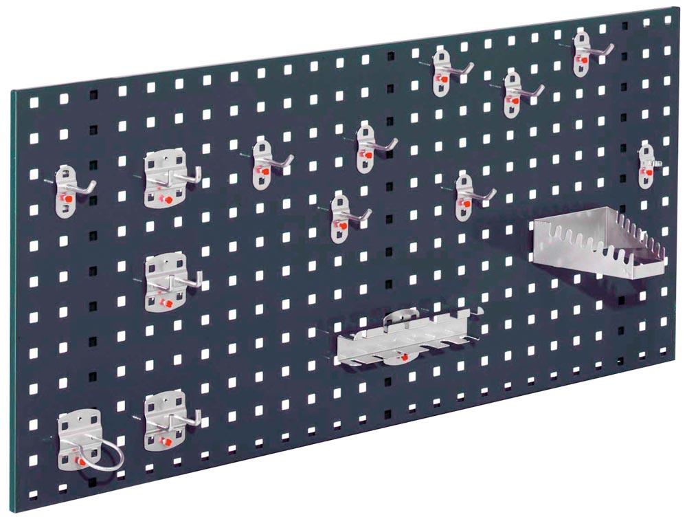 Einsteigerset, bestehend aus 1 Lochplatte 1000x450 mm und 15-teiligem Werkzeughaltersortiment, RAL 7016