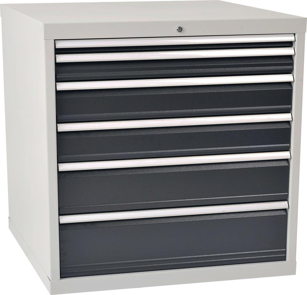 Schubladenschrank H1019xB1005xT736mm grau/anthr. 6 Schubl. Vollauszug