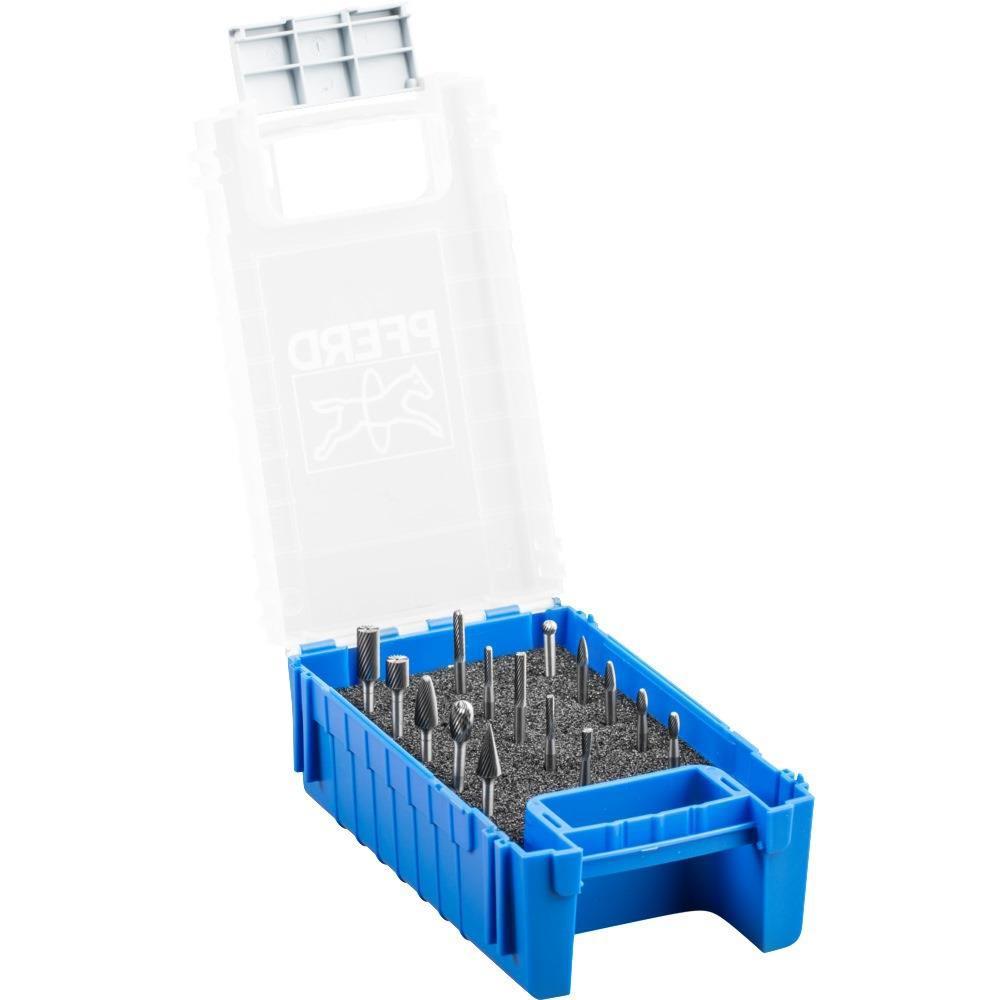 Kleinfrässtiftesatz Schaft-Ø 3 mm 15-teilig Hartmetall Verzahnung 5 Kunststoffkassette
