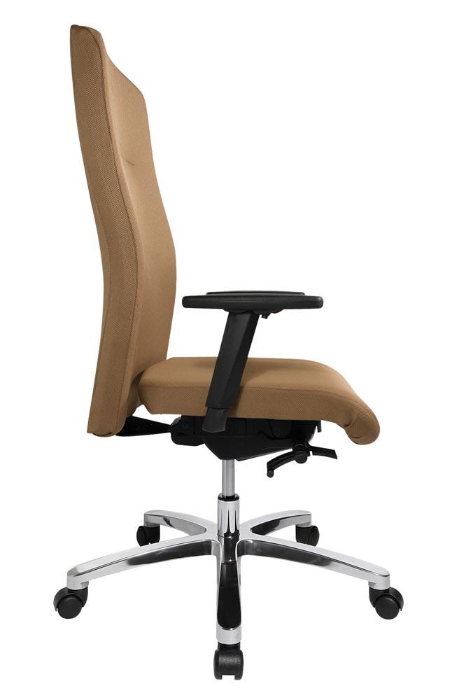 Bürodrehstuhl XL, Sitz-BxTxH 540x460x440-520 mm, Lehnenh. 700 mm, Traglast 150 kg, Punktsynchr.m., Schiebesitz, inkl. Armlehnen, hellbraun