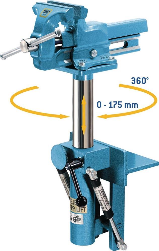 Abklapp- und Höhenverstellgerät für Backenbreite 140 mm abklappbar 360 drehbar