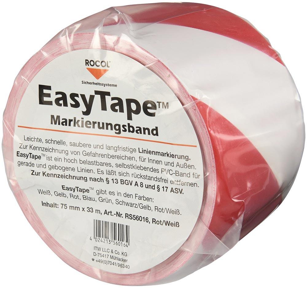 Bodenmarkierungsband Easy Tape PVC rot/weiß Länge 33 m Breite 75 mm Rolle