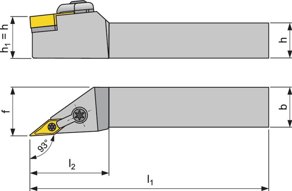 Klemmdrehhalter MVJNR2525M16 rechts vernickelt Außendrehen