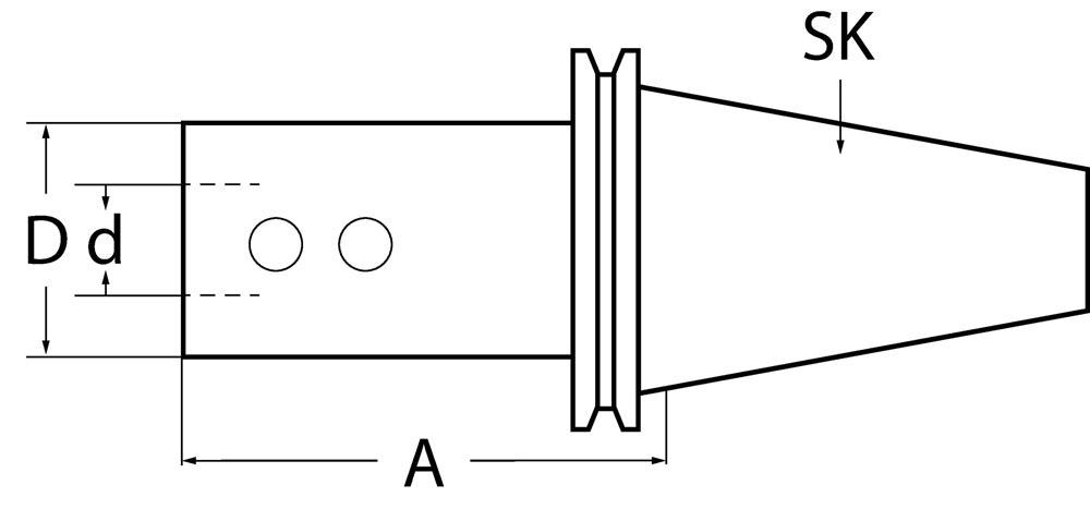 Bohrerhalter E1 DIN 69871 AD/B Spann-Ø 32 mm SK40 Auskraglänge 75 mm