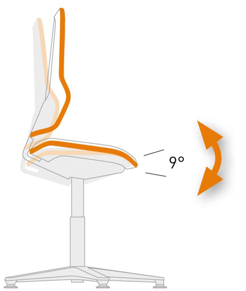 Arbeitsdrehstuhl, Permanentkontakt, mit Rollen, Flexband grau, Basisstuhl ohne Polster, Sitz Höhe 450-620 mm, DIN 68877