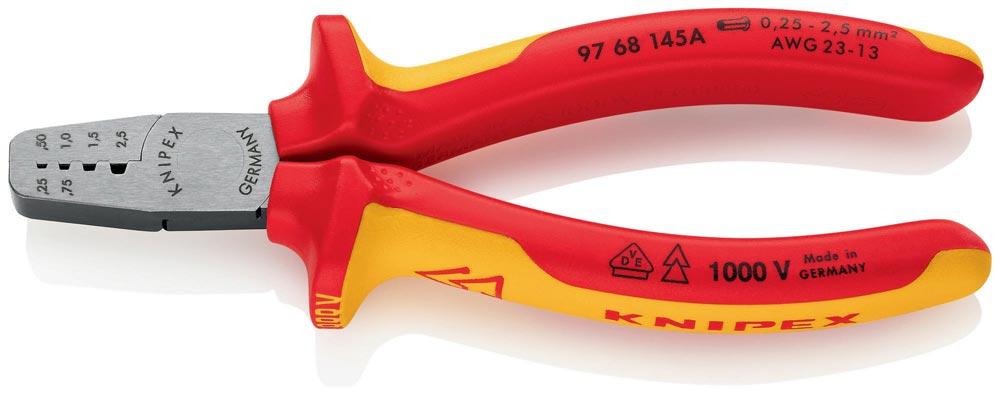 Aderendhülsenzange Gesamtlänge 145 mm 0,25 - 2,5 (AWG 23 - 13) mm poliert Mehrkomponenten-Hüllen