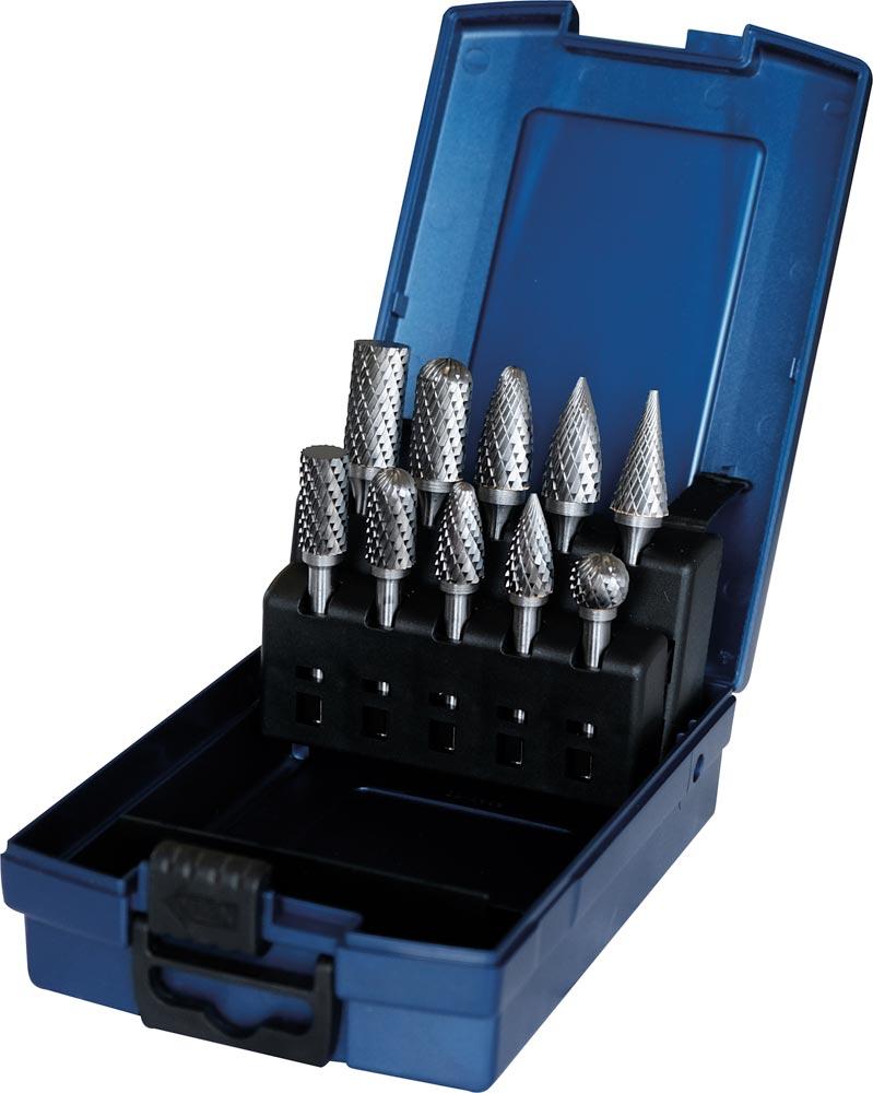 Hartmetall Frässtift-Satz 10 tlg. mit Kreuzverzahnung