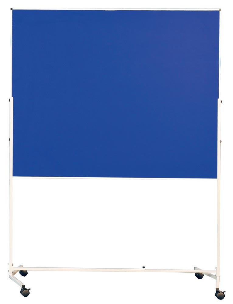 Moderationswand Vario, filzbespannt blau, Tafelgröße BxH 1200x1500 mm, Gesamthöhe 1960 mm