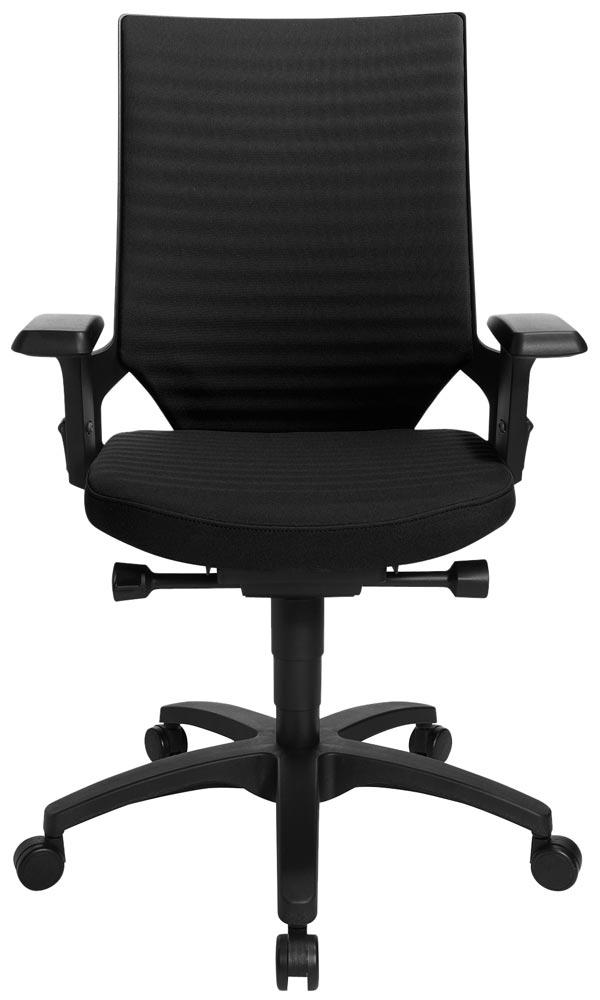 Bürodrehstuhl, Sitz-BxTxH 480x460x420-550 mm, Lehnenh. 560 mm, Lordosenstütze, Synchronmech., Muldensitz, inkl. Armlehnen, schwarz