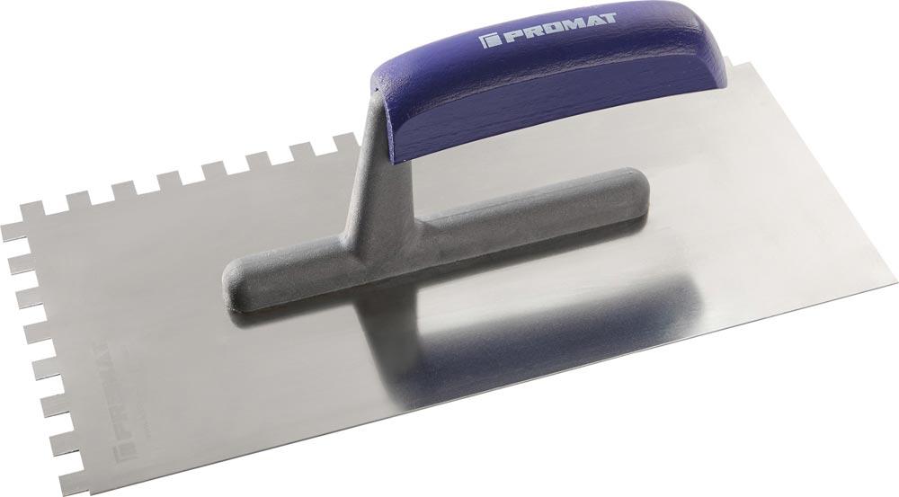 Glättekelle Länge 280 mm Breite 130 mm Zahnung 12x12 rostfrei, Buchenholzheft Edelstahl Stärke 0,7 mm