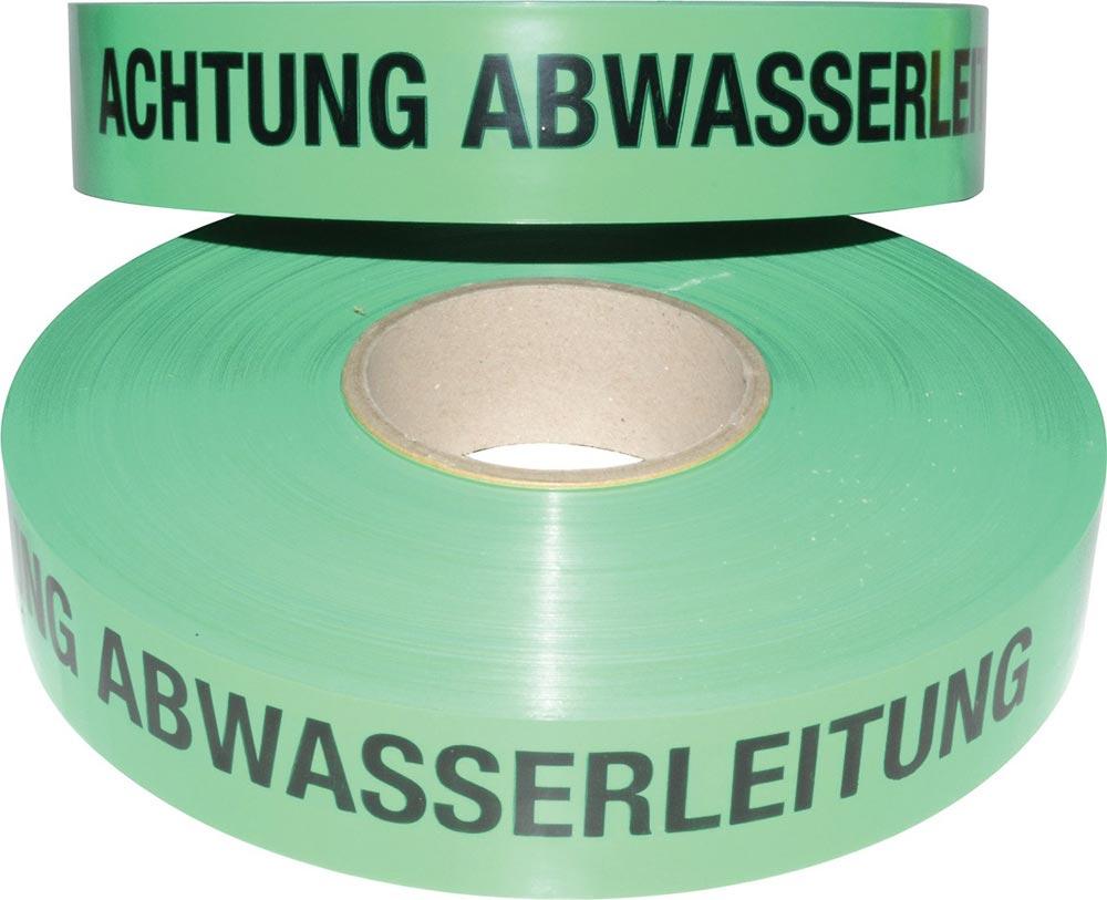 Trassenwarnband Aufdruck Achtung Abwasserleitung Breite 40 mm Länge 250 m grün