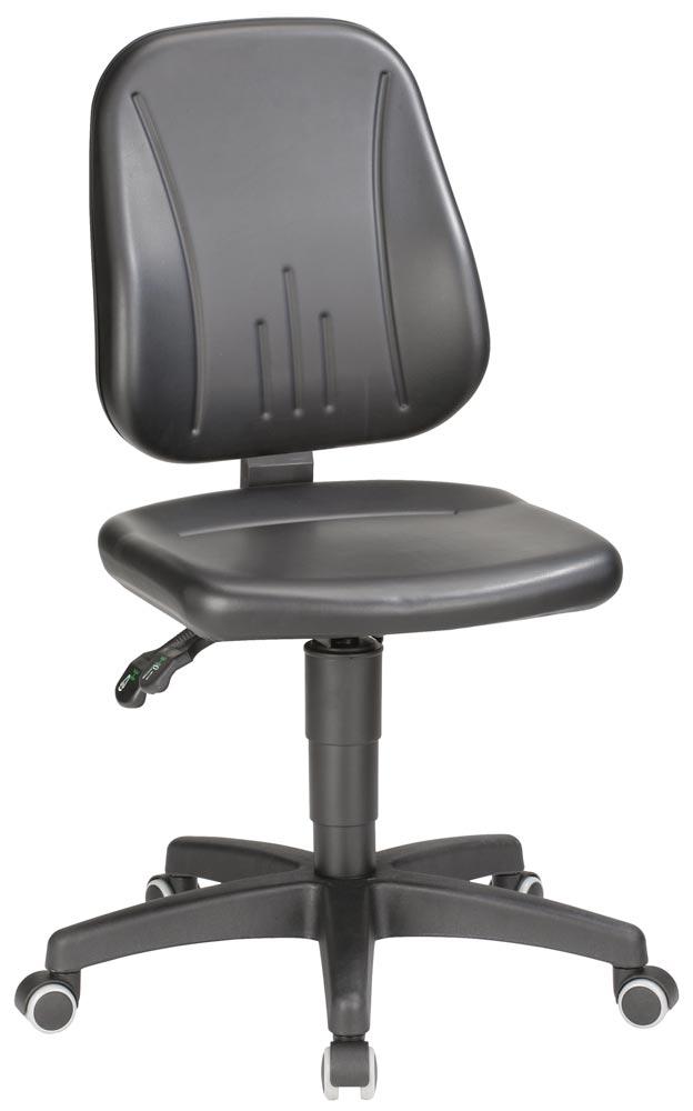 Arbeitsdrehstuhl, Sitz Höhe 440-620 mm, Kunstleder schwarz, mit Rollen
