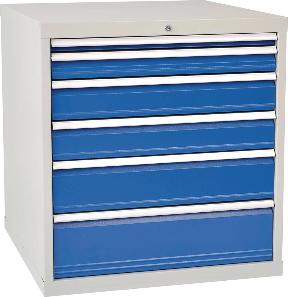 Schubladenschrank H1019xB1005xT736mm grau/blau 6 Schubl. Vollauszug