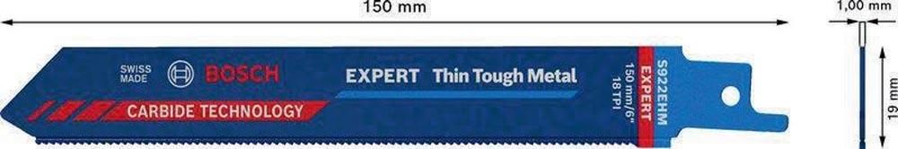 Säbelsägeblatt Expert Thin Tough Metal Länge 150 mm Breite 19 mm Zahnteilung TPI 18 1,4 mm S-Schaft 1 Stück / Karte Säbelsägeblatt Expert Thin Tough Metal Länge 150 mm Breite 19 mm Zahnteilung TPI 18 1,4 mm S-Schaft 1 Stück / Karte