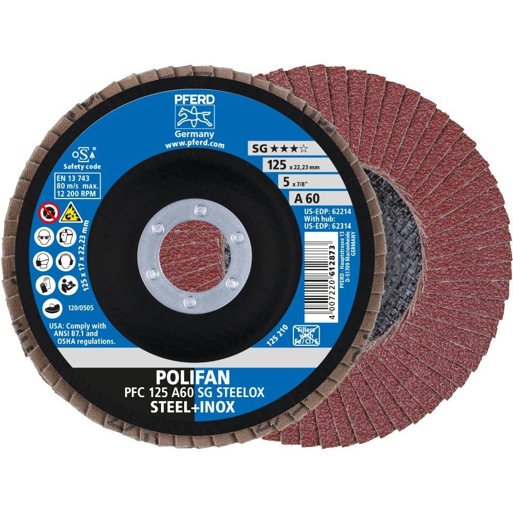 Fächerscheibe POLIFAN A SG STEELOX Ø 125 mm Körnung 60 konisch INOX Normalkorund