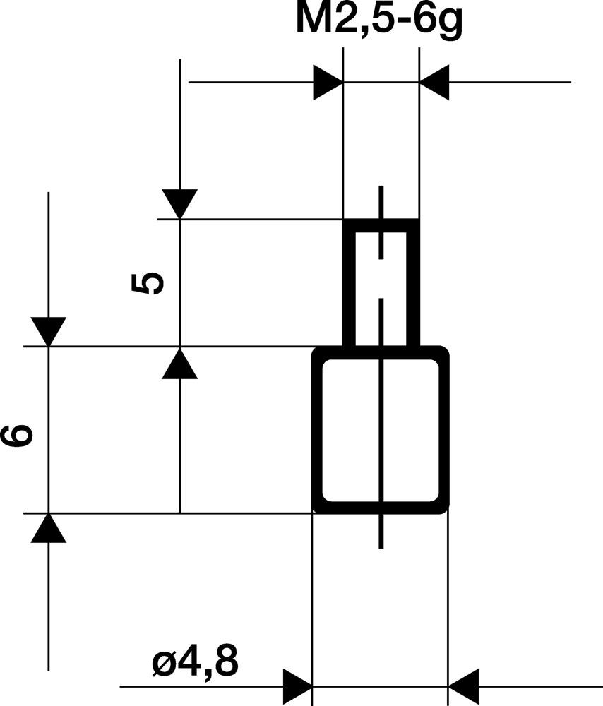Messeinsatz Ø 4,8 mm plan M2,5 Stahl passend zu Messuhren