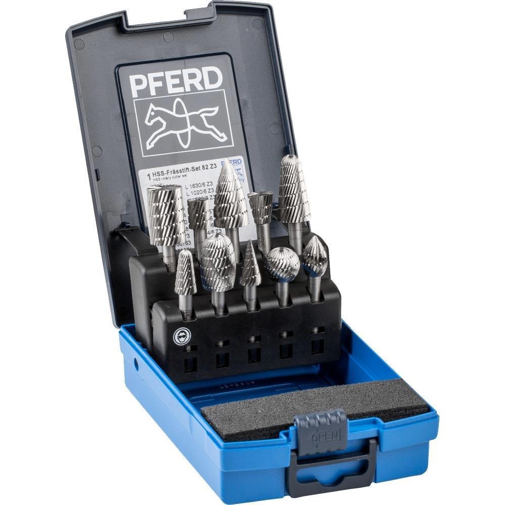 Frässtifteset 82 Schaft-Ø 6 mm 10-teilig HSS 3 bruchfeste Kunststoffbox