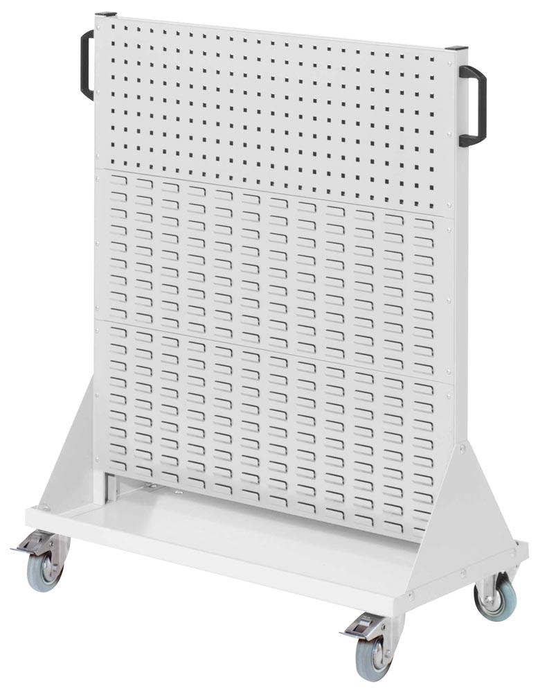 Werkstattwagen 2 Loch-/4 Schlitzplatten, BxTxH 1000x500x1230 mm, RAL 7035