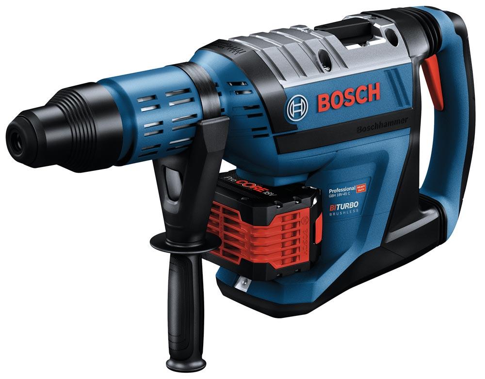 BOSCH Akku-Bohrhammer GBH 18V-45 C (2x ProCORE18V 12.0Ah, GAL 18V-160 CC)