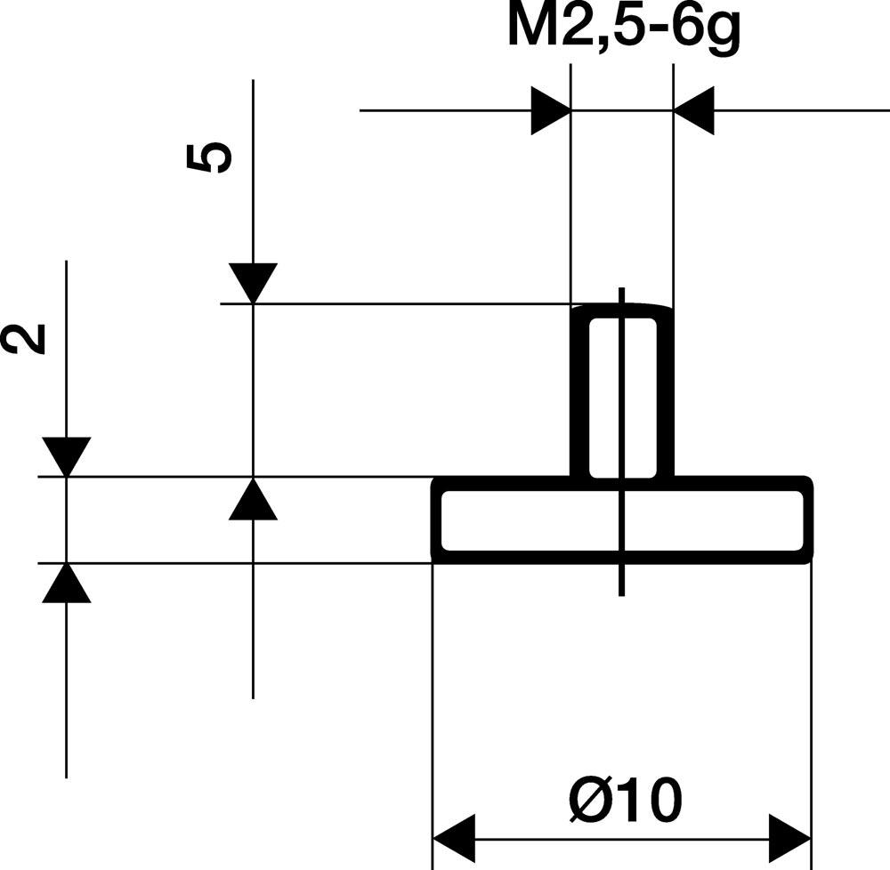 Messeinsatz Ø 30 mm plan M2,5 Stahl passend zu Messuhren