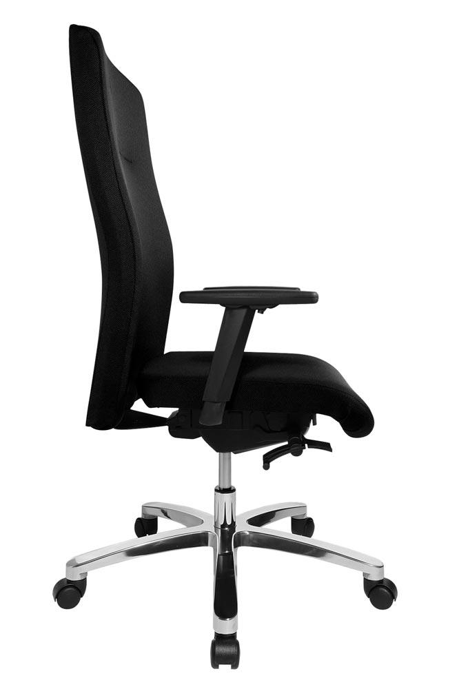 Bürodrehstuhl XL, Sitz-BxTxH 540x460x440-520 mm, Lehnenh. 700 mm, Traglast 150 kg, Punktsynchr.m., Schiebesitz, inkl. Armlehnen, schwarz