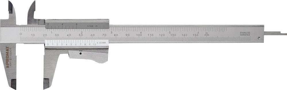 Taschenmessschieber DIN 862 150 mm mit Momentfeststellung eckig