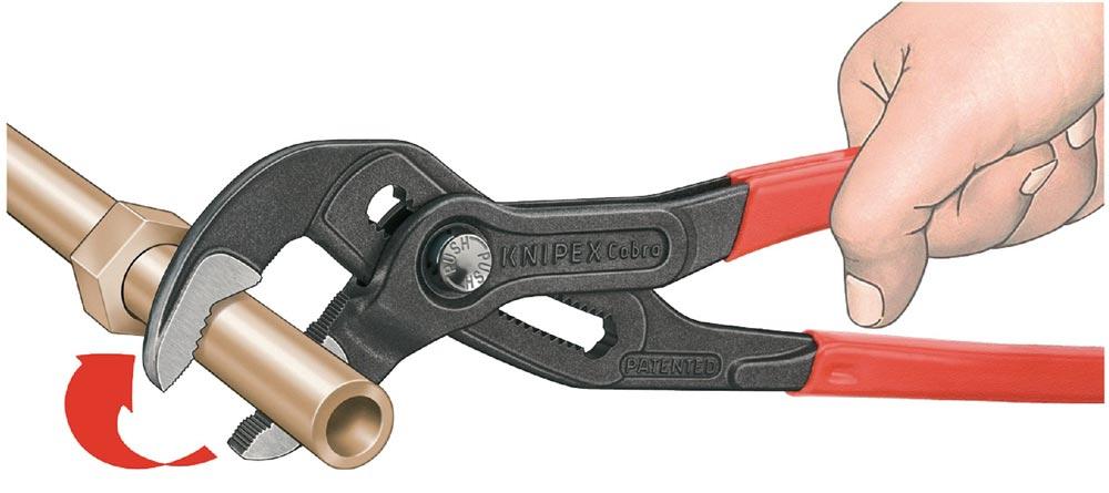 Rohr- und Wasserpumpenzange Cobra® Länge 560 mm Spannweite 120 mm poliert Kunststoffüberzug